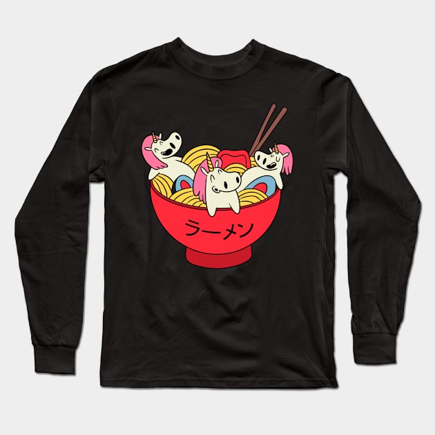 Unicorn Ramen Long Sleeve T-Shirt by timegraf